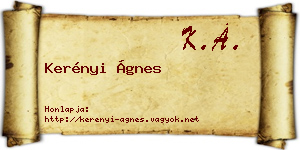 Kerényi Ágnes névjegykártya